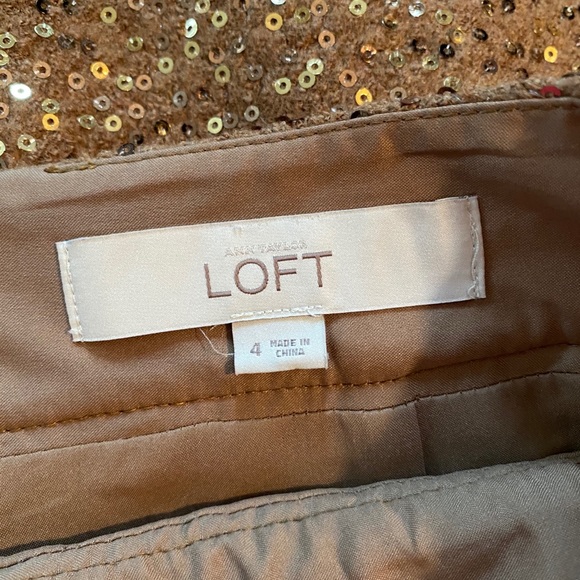 Ann Taylor Loft Knee Length Cognac Sequin Skirt - Picture 3 of 6
